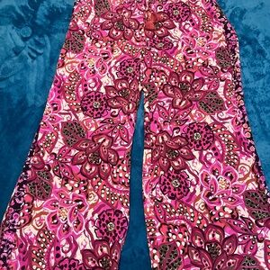 Johnny Was Pink Floral Wide Leg Pants